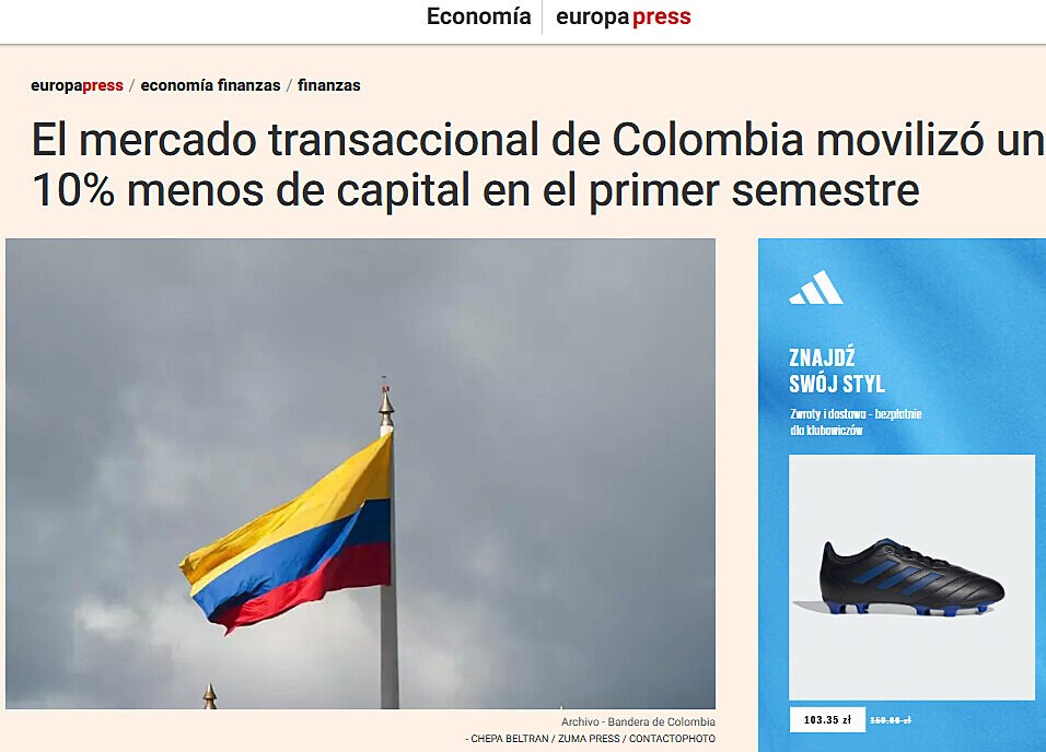 El mercado transaccional de Colombia moviliz un 10% menos de capital en el primer semestre